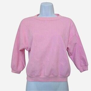 Vintage 90s Retro Batwing Crewneck Pink Knit Pullover Sweater